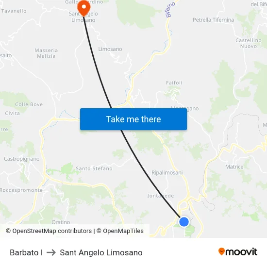 Barbato I to Saint Angelo Limosano map