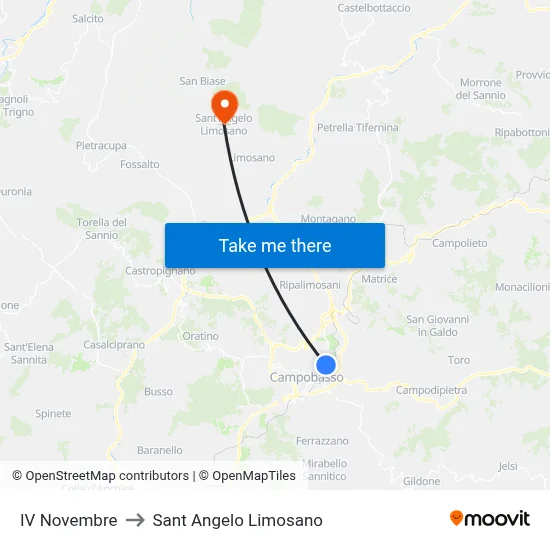 IV November to Saint Angelo Limosano map