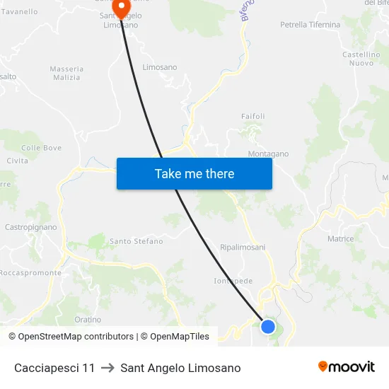 Cacciapesci 11 to Saint Angelo Limosano map