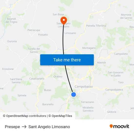 Nativity Scene to Saint Angelo Limosano map