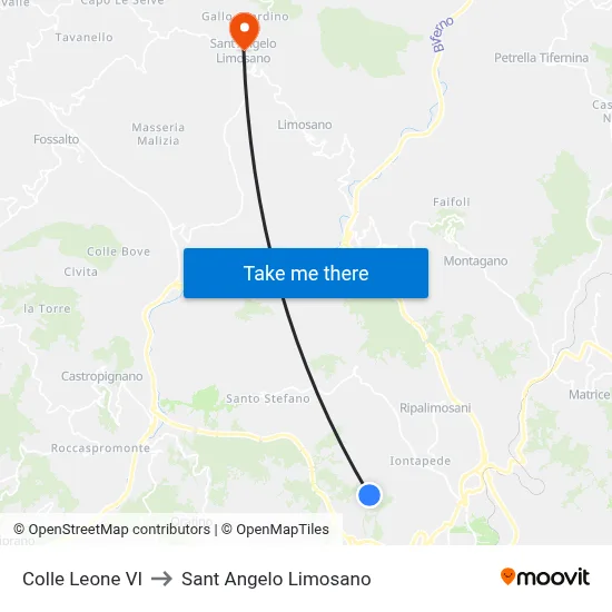 Colle Leone VI to Saint Angelo Limosano map
