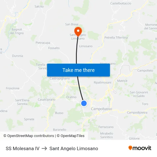 SS Molesana IV to Saint Angelo Limosano map