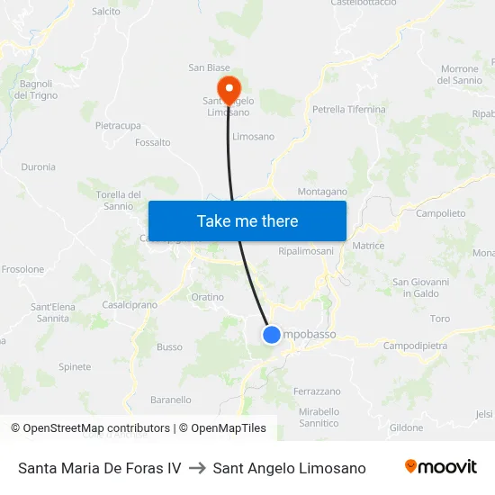 Santa Maria De Foras IV to Saint Angelo Limosano map