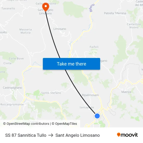 SS 87 Sannitica Tullo to Saint Angelo Limosano map