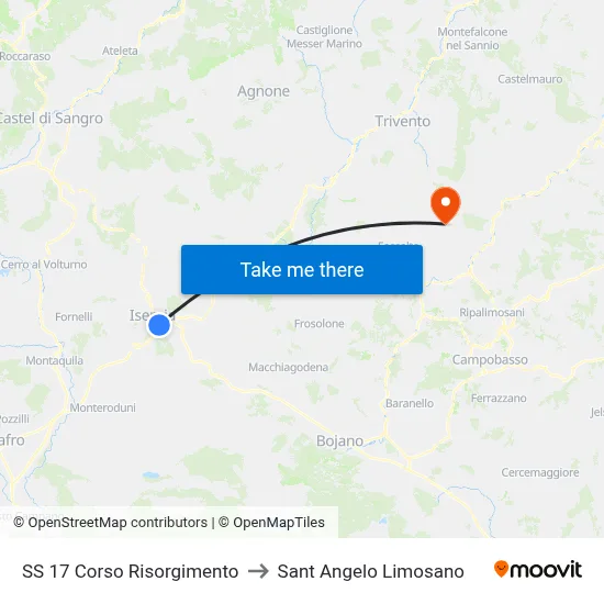 SS 17 Risorgimento Avenue to Saint Angelo Limosano map