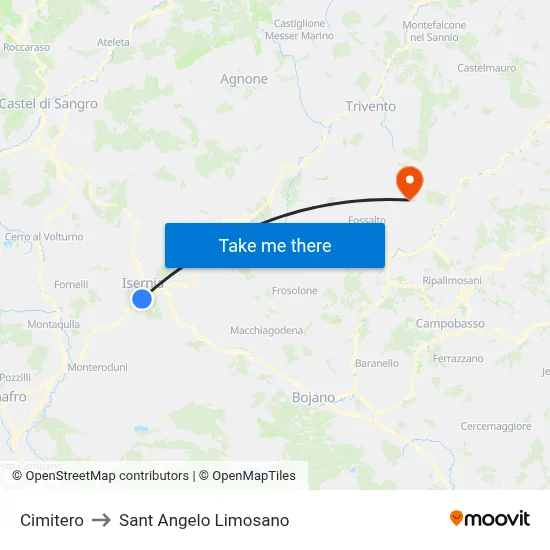 Cemetery to Saint Angelo Limosano map