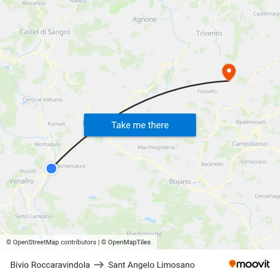 Roccaravindola Junction to Saint Angelo Limosano map