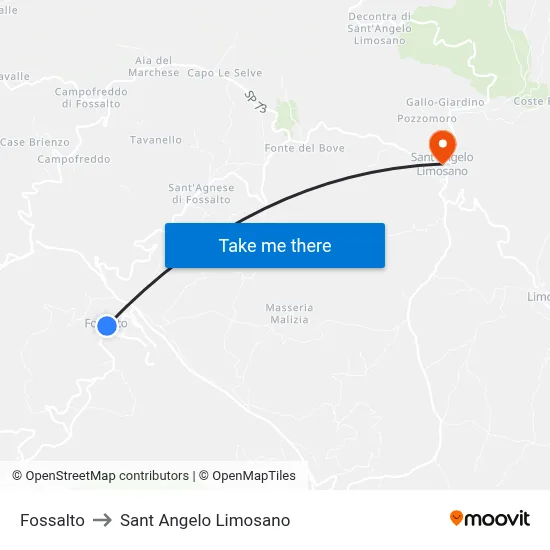 Fossalto to Saint Angelo Limosano map