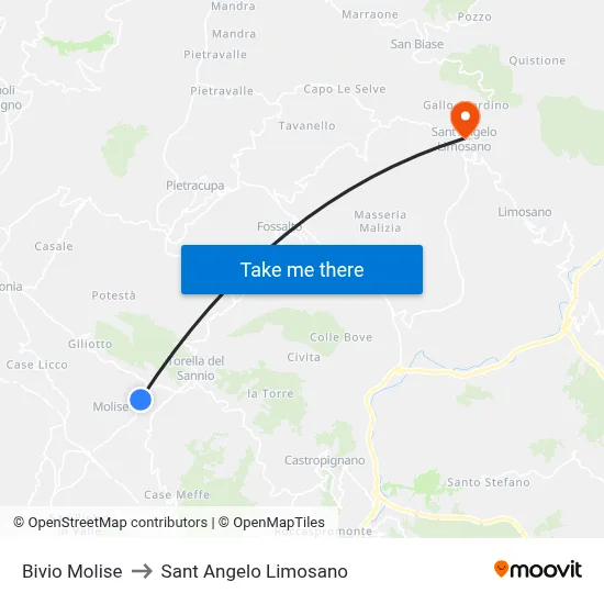 Molise Junction to Saint Angelo Limosano map