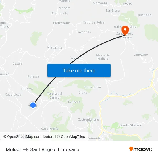 Molise to Saint Angelo Limosano map