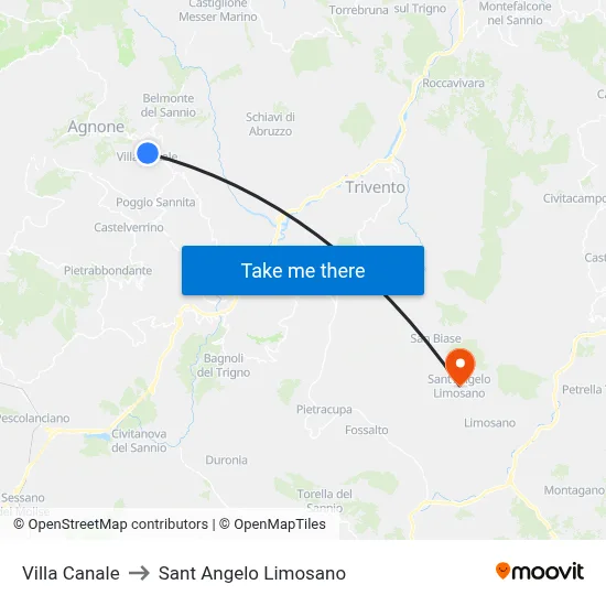 Villa Canale to Saint Angelo Limosano map