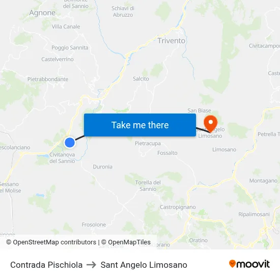 Pischiola District to Saint Angelo Limosano map