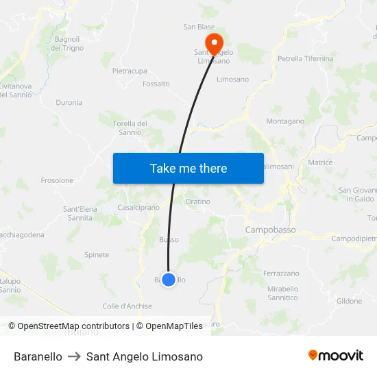 Baranello to Saint Angelo Limosano map