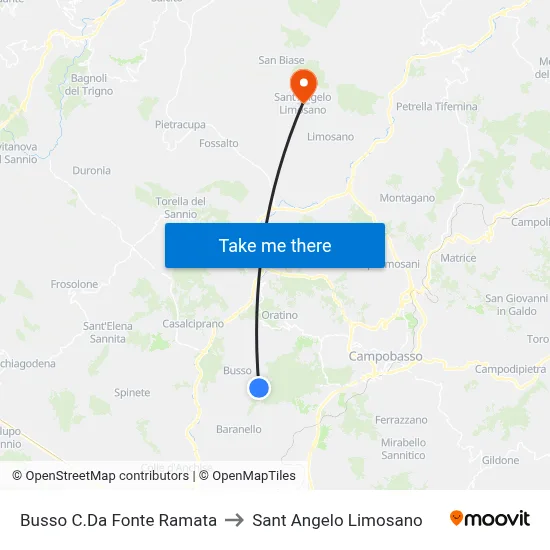 Busso Fonte Ramata District to Saint Angelo Limosano map