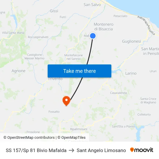 SS 157/Sp 81 Mafalda Junction to Saint Angelo Limosano map