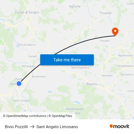 Pozzilli Junction to Saint Angelo Limosano map