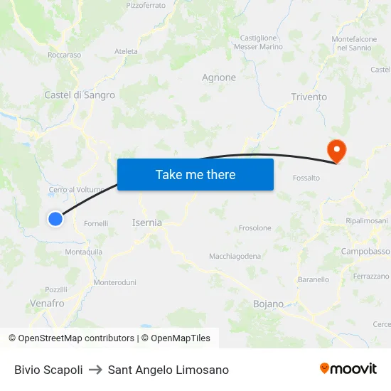 Scapoli Junction to Saint Angelo Limosano map