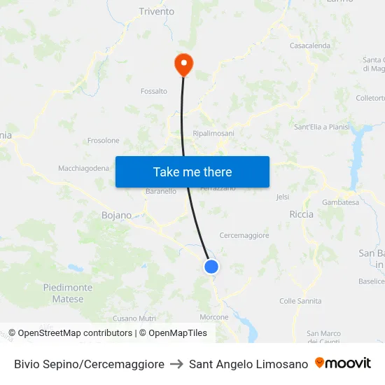 Sepino/Cercemaggiore Junction to Saint Angelo Limosano map