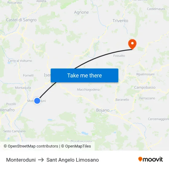 Monteroduni to Saint Angelo Limosano map