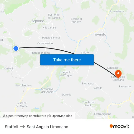 Staffoli to Saint Angelo Limosano map