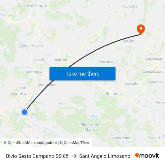 Sesto Campano Junction SS 85 to Saint Angelo Limosano map