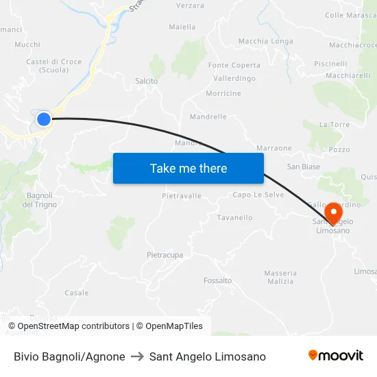 Bagnoli/Agnone Junction to Saint Angelo Limosano map