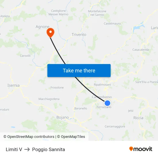 Limiti V to Poggio Sannita map