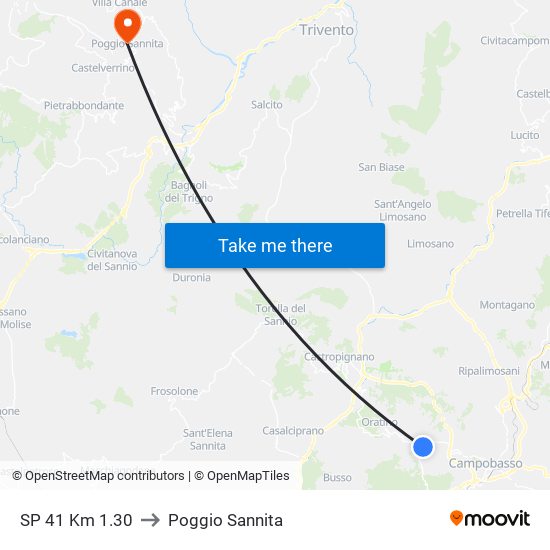 SP 41 Km 1.30 to Poggio Sannita map