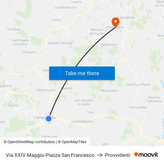 Via XXIV Maggio-Piazza San Francesco to Provvidenti map