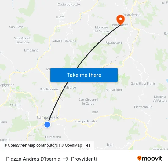 Piazza Andrea D'Isernia to Provvidenti map