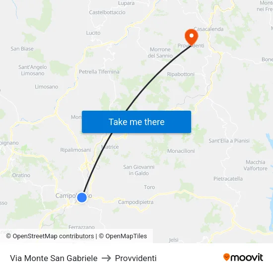 Via Monte San Gabriele to Provvidenti map