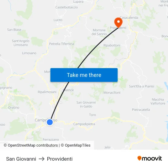 San Giovanni to Provvidenti map