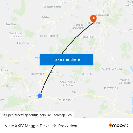 Viale XXIV Maggio-Piave to Provvidenti map