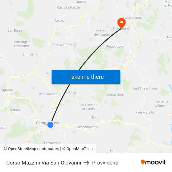 Corso Mazzini-Via San Giovanni to Provvidenti map