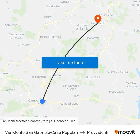 Via Monte San Gabriele-Case Popolari to Provvidenti map