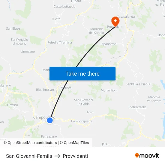 San Giovanni-Famila to Provvidenti map