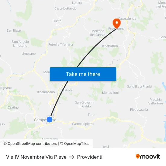 Via IV Novembre-Via Piave to Provvidenti map