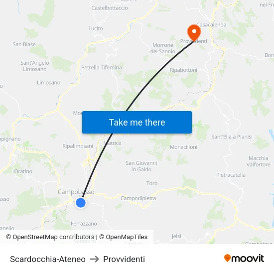 Scardocchia-Ateneo to Provvidenti map