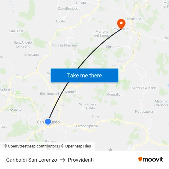 Garibaldi-San Lorenzo to Provvidenti map