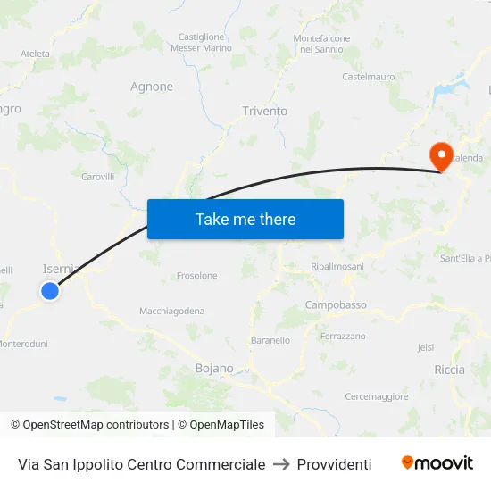 Via San Ippolito Centro Commerciale to Provvidenti map