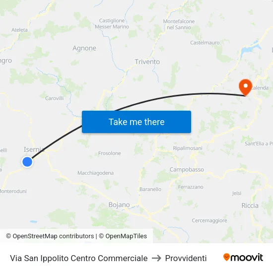 Via San Ippolito Centro Commerciale to Provvidenti map