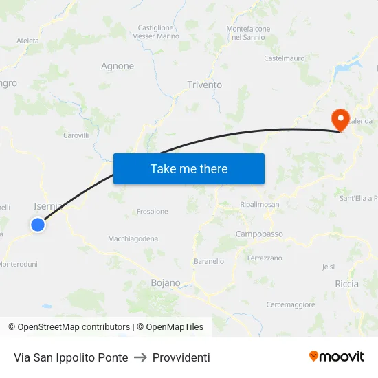 Via San Ippolito Ponte to Provvidenti map