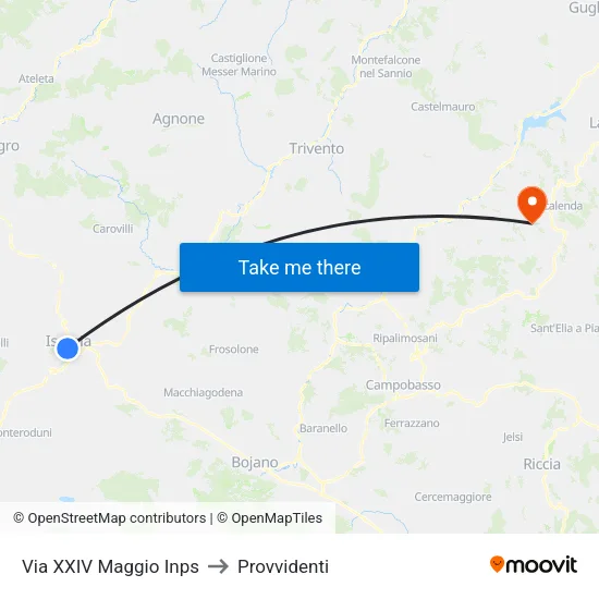 Via XXIV Maggio Inps to Provvidenti map