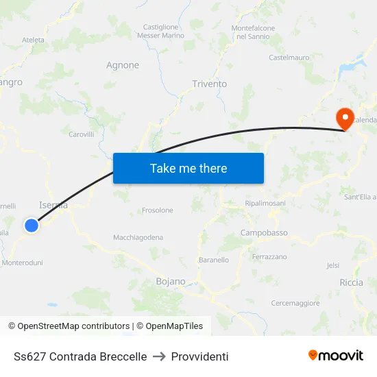 Ss627 Contrada Breccelle to Provvidenti map