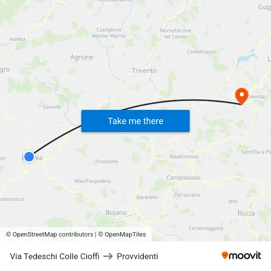 Via Tedeschi Colle Cioffi to Provvidenti map