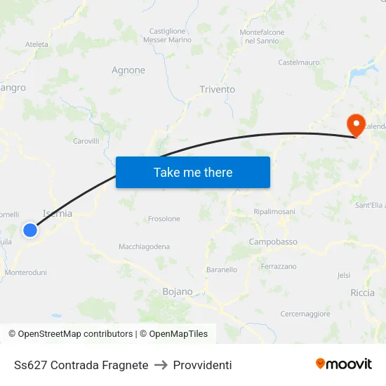 Ss627 Contrada Fragnete to Provvidenti map