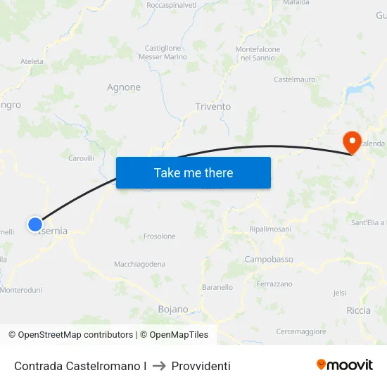 Contrada Castelromano I to Provvidenti map