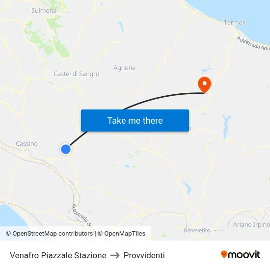 Venafro Piazzale Stazione to Provvidenti map