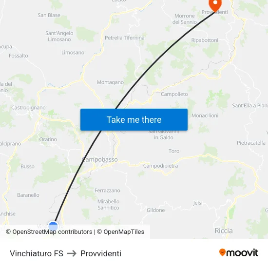 Vinchiaturo FS to Provvidenti map