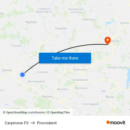 Carpinone FS to Provvidenti map